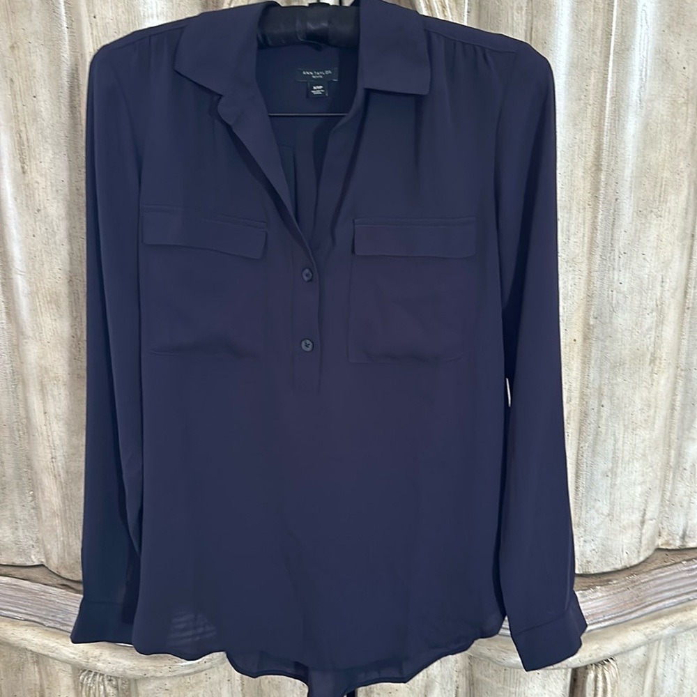 Ann Taylor XS Petite Navy Blouse